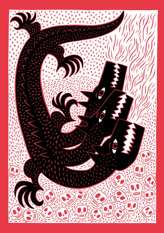 three dogs illustration