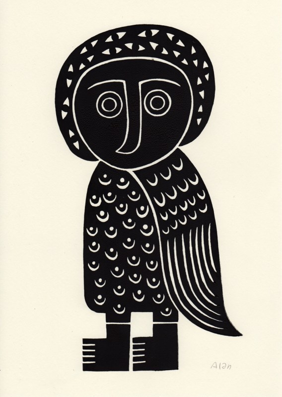 we make monsters. linocut