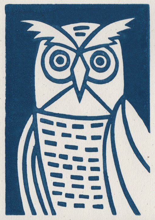 owl. linocut