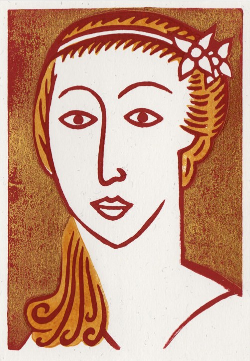 lady. linocut
