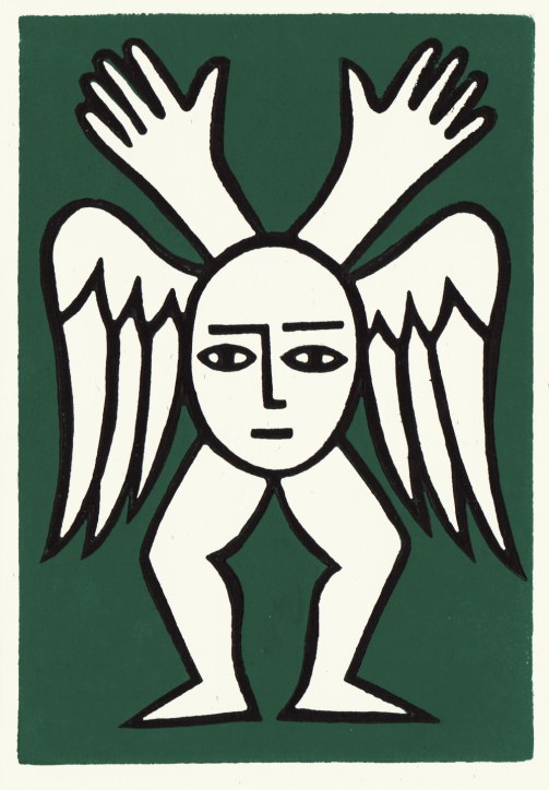 angel linocut greeting card
