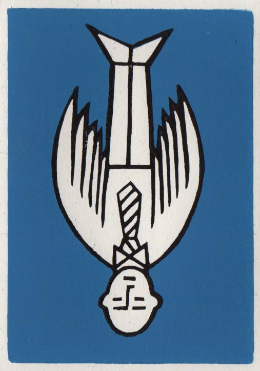 one way linocut greeting card