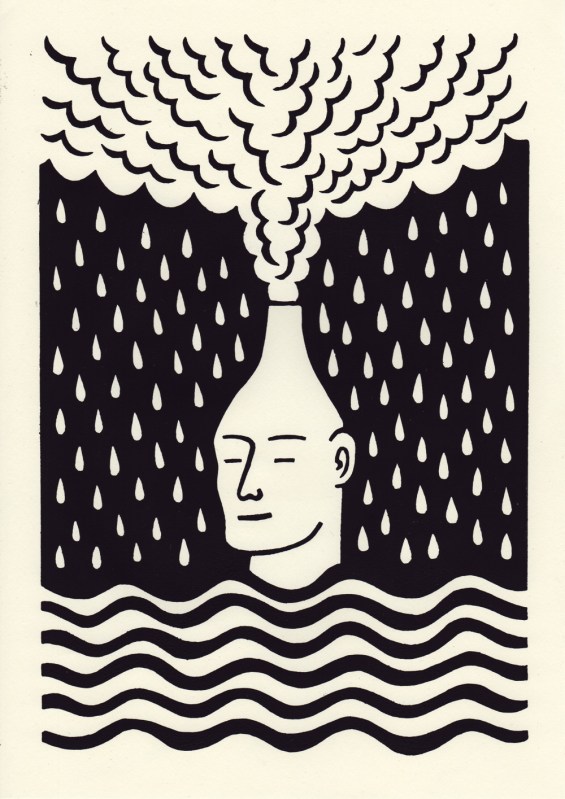 changeable climate change linocut print