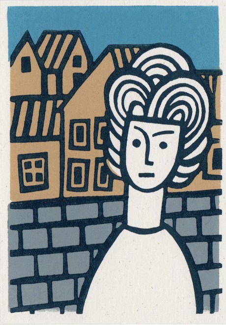 ariund town 1 linocut