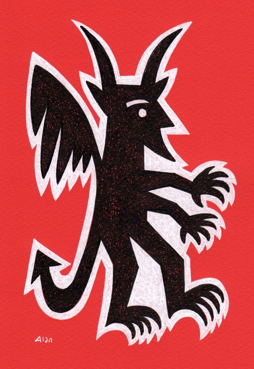 run devil run. pen and ink drawing