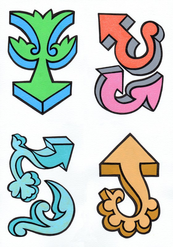 various directions. abstract drawing