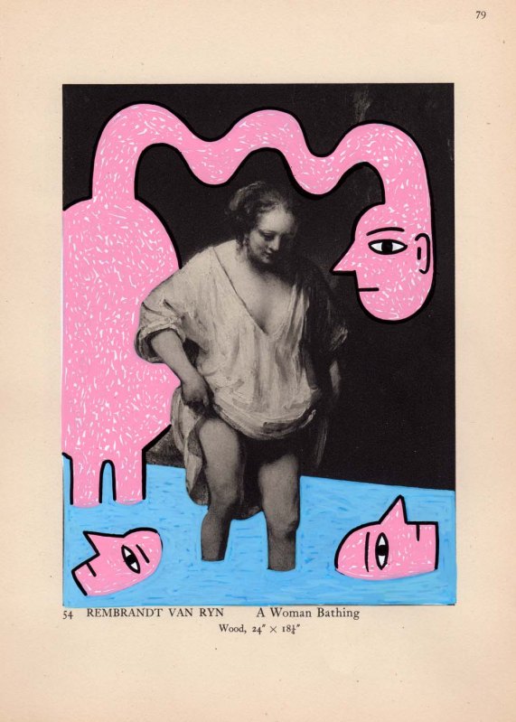 a woman bathing by rembrandt