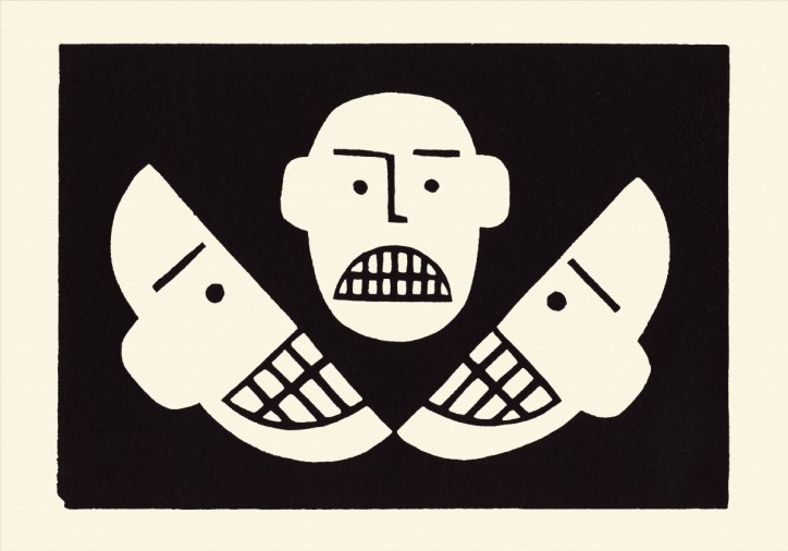 happy now linocut
