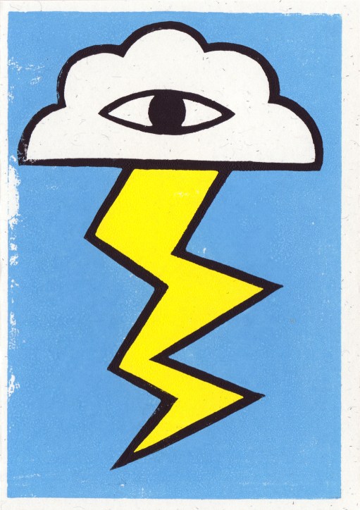Electric linocut print