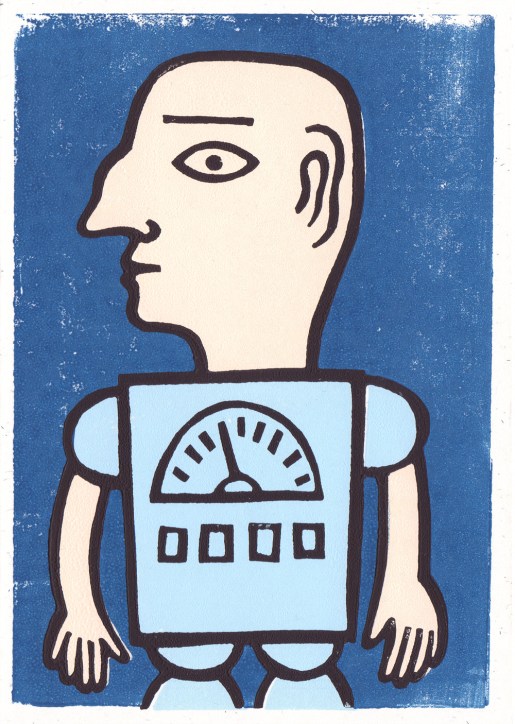 Alan bot linocut print