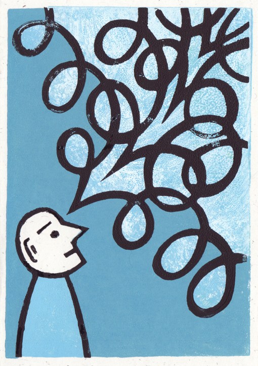 I see linocut print